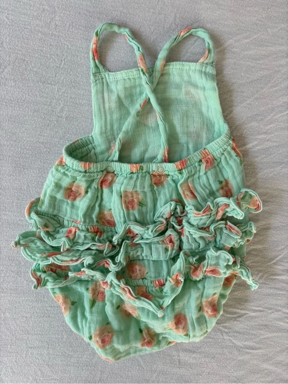 Angel Dear Mint Floral Ruffle Diaper Cover